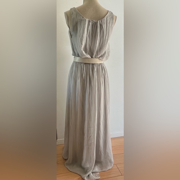 Vintage Silk Fairy Core Goddess Maxi Dress Heather Grey OS - Picture 3 of 8